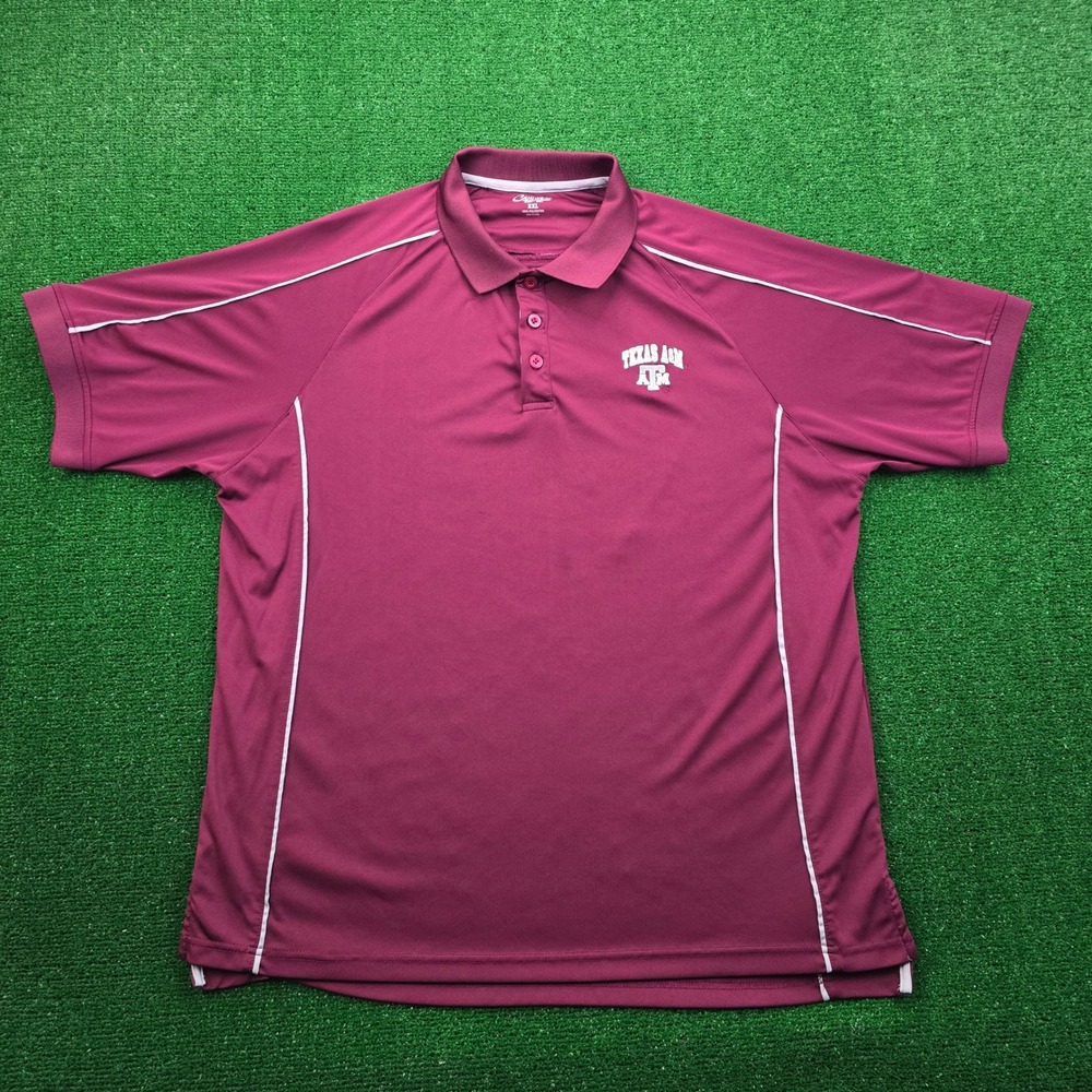 Texas A&M Aggies Polo Shirt Mens 2XL Maroon Short Sleeve College Football‎ Golf